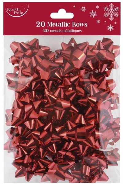 REDBOWS2412 - RED METALLIC BOWS x 20